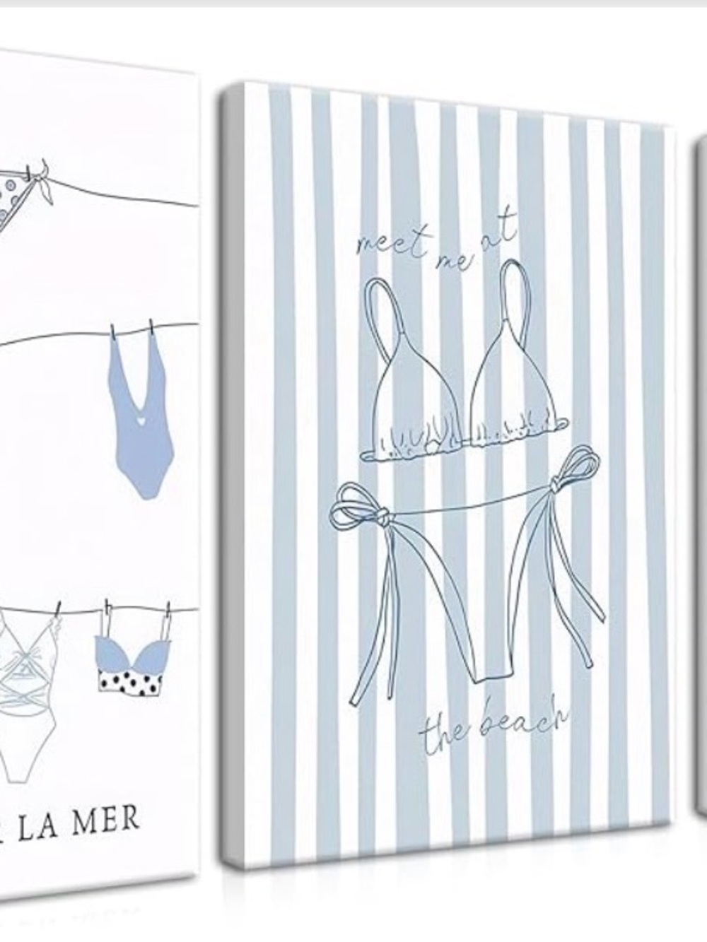 Trendy Coastal Canvas Wall Art Set of 3